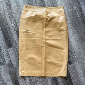 Tan leather pencil skirt
